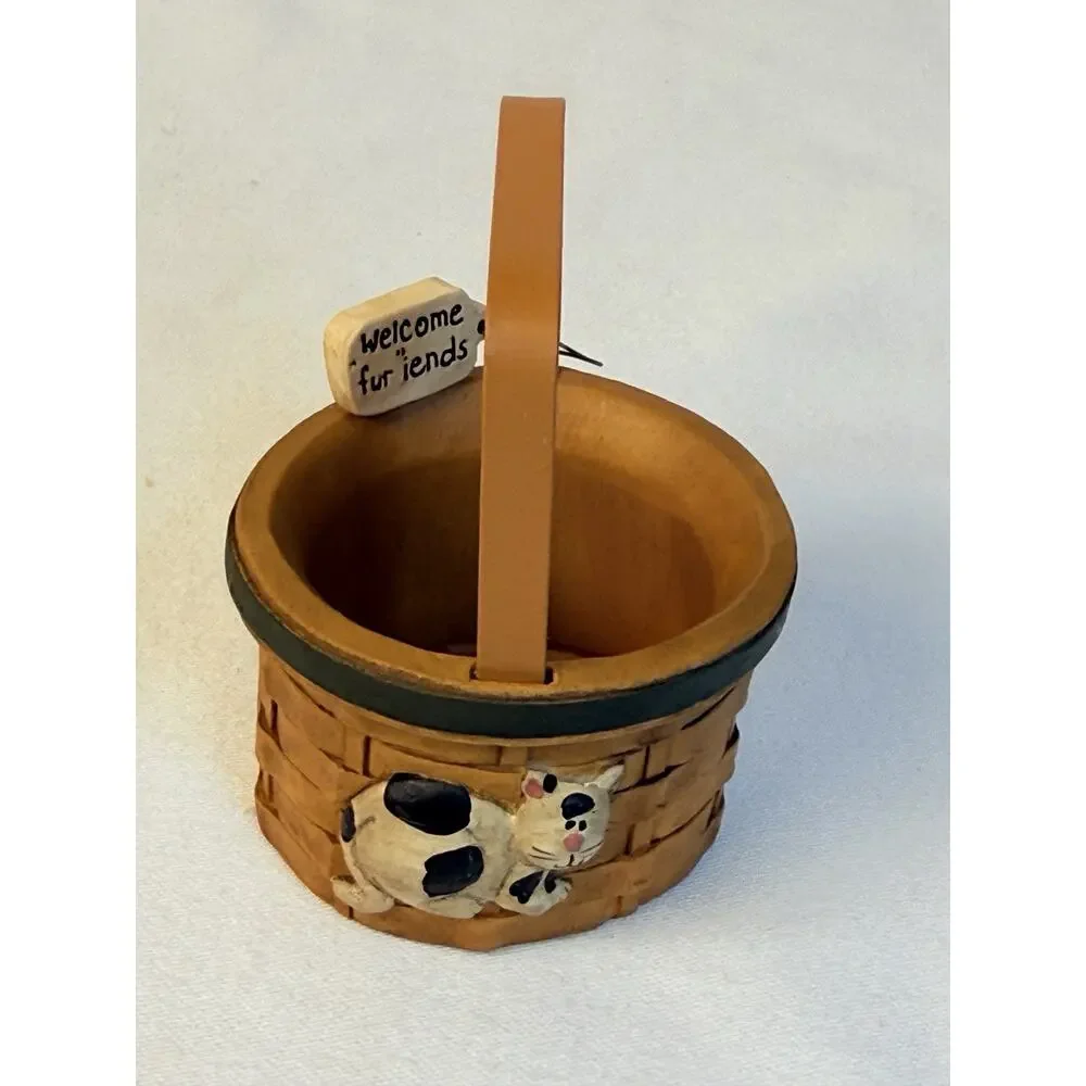 Blossom Bucket Suzi 08 Cat Basket Folk Art Farm Decor